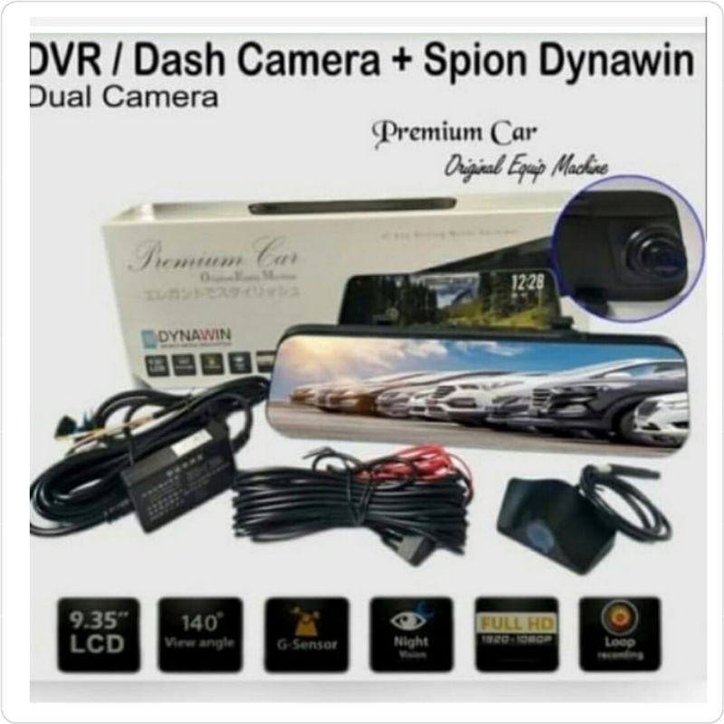 Spion DVR Dynawin Kamera Depan Belakang Layar Full Kaca