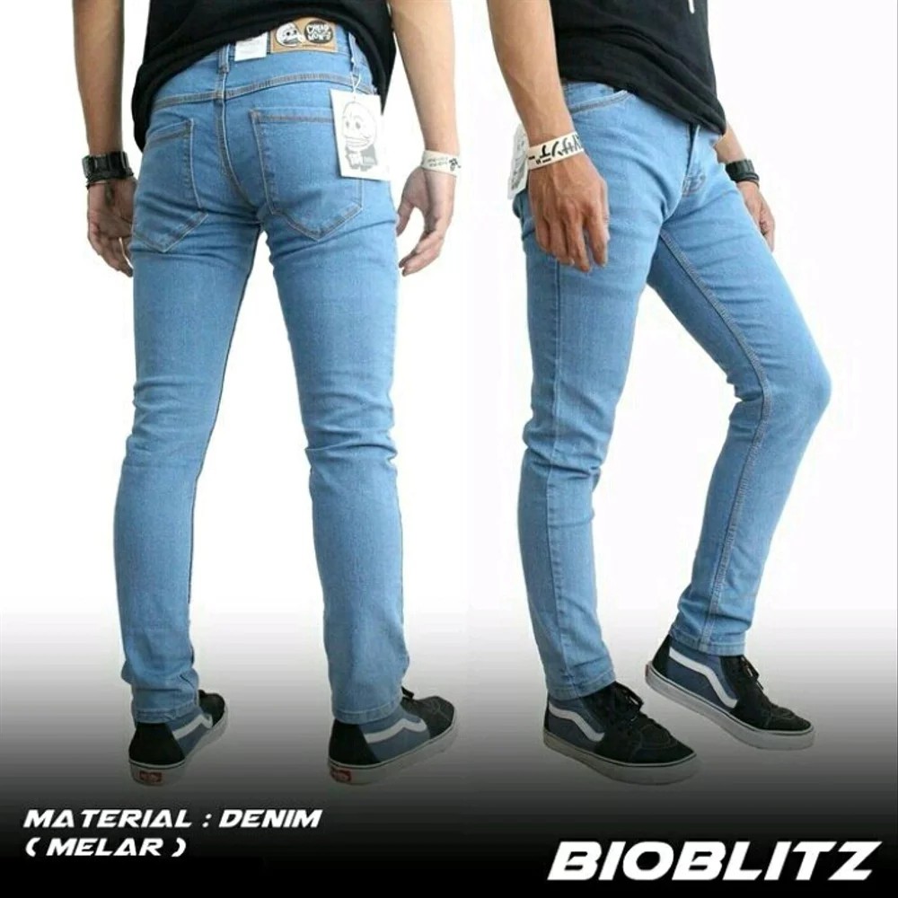 Plain hitam pekat long pants jeans celana panjang stretch ngaret karet bagus mantap melar murah gaya