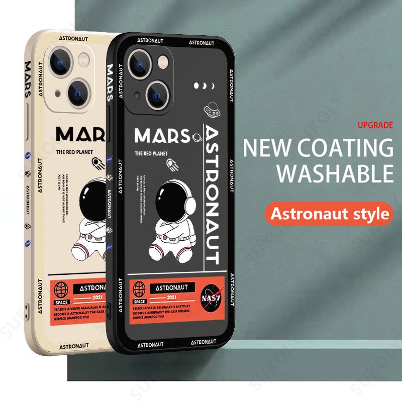 Casing Silikon iPhone 13 Pro MAX 12 Pro MAX 11 Pro MAX X XS MAX XR 7 Plus 8 Plus 6 6s Plus Motif Astronot