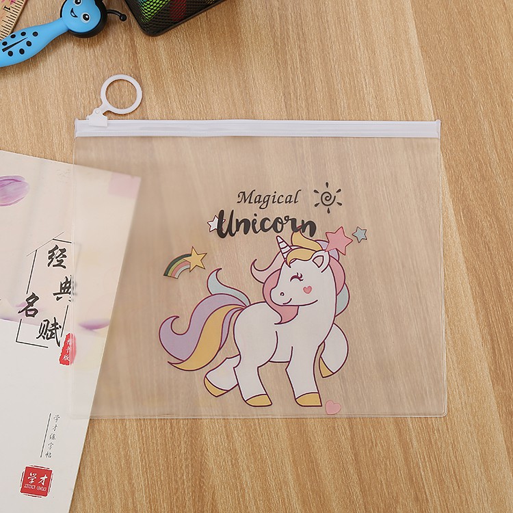 KOTAK PENSIL TRANSPARAN MOTIF UNICORN LUCU UNIK / KOTAK PULPEN / TEMPAT ALAT TULIS FS PP104-4