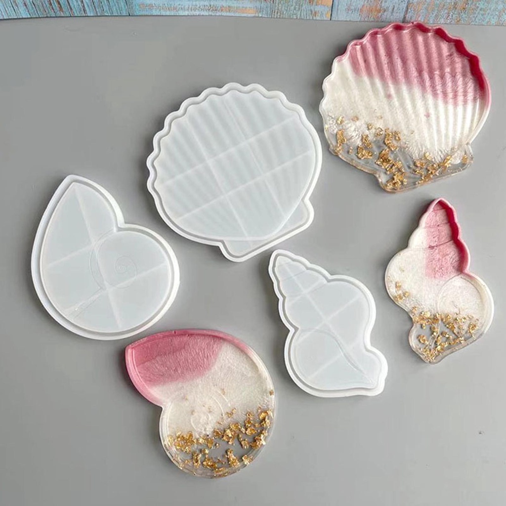 Preva Piring Cetakan Piring Epoxy UV Perhiasan Alat Hadiah Untuk DIY Kristal Bintang Laut Bentuk Kerang Keong