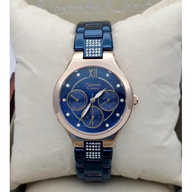 Alexandre Christie Ac 2731 Gold Blue, Jam Tangan Wanita, Original