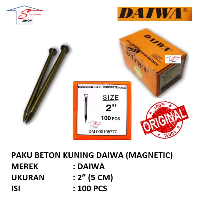 Paku Beton Kuning Magnet 5 cm 2 Inch DAIWA (1 Dus)