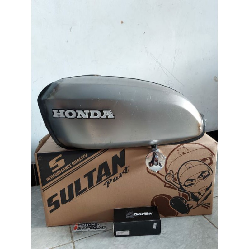 Tangki cb 125 merk sultan part sett emblem Honda, dan kran bensin tirev merk gorilla