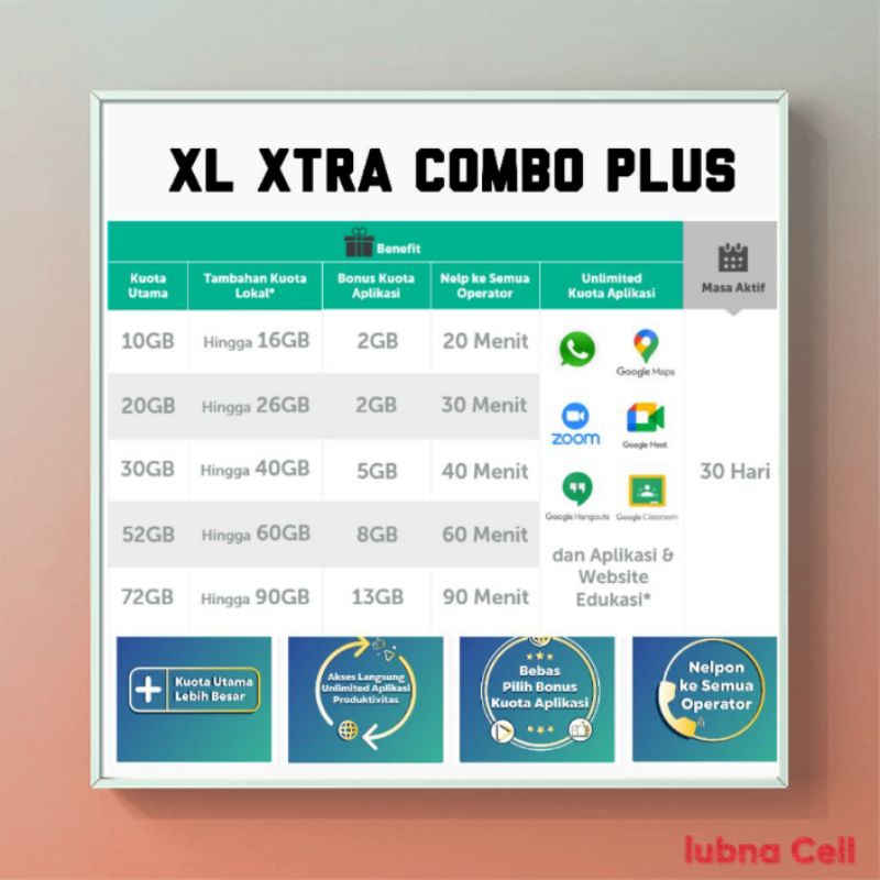 INJECT PROMO XL Xtra Combo Plus 10GB 20GB 30GB 52GB 72GB Inject Isi Ulang Kuota Data Internet XL