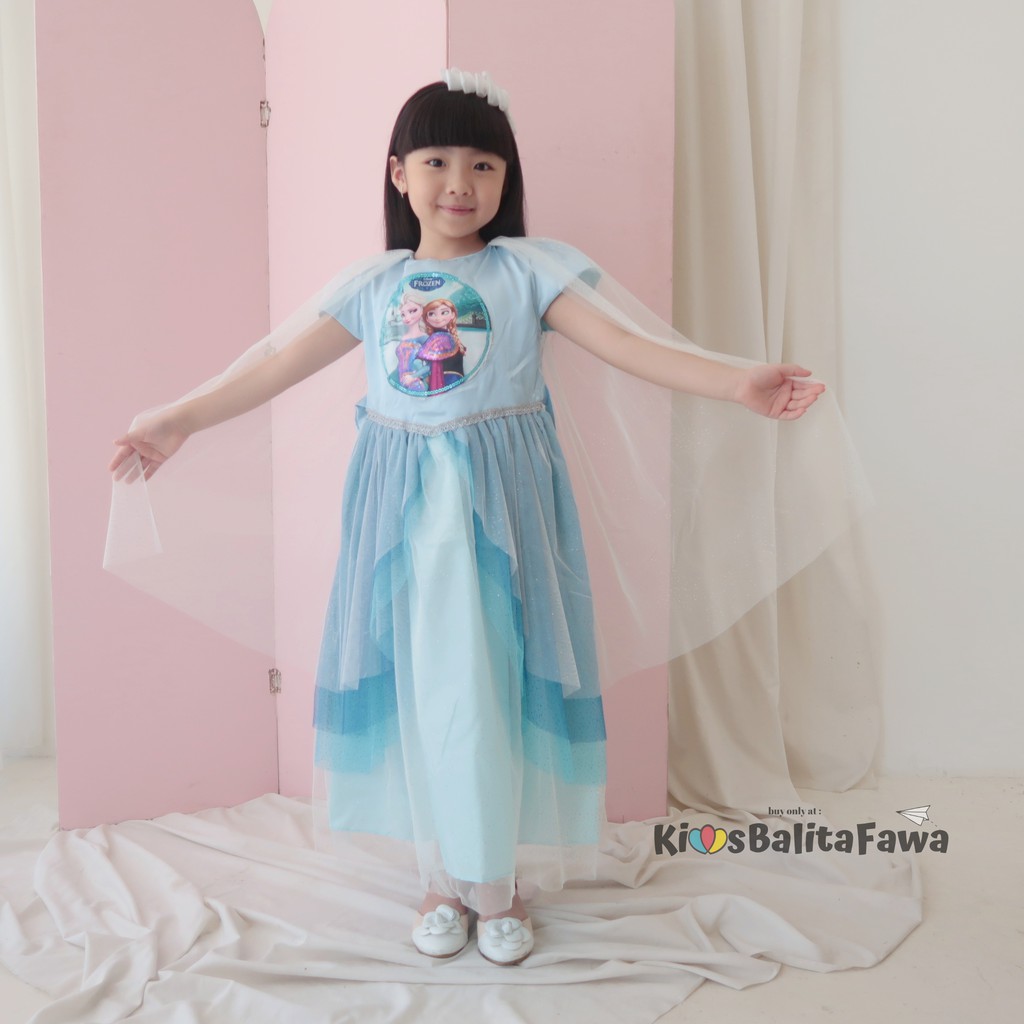 Gaun SNOWY FROZEN uk 3-12 Tahun / Kostum Princess Elsa Premium Dres Dress Baju Pesta Ulang Tahun