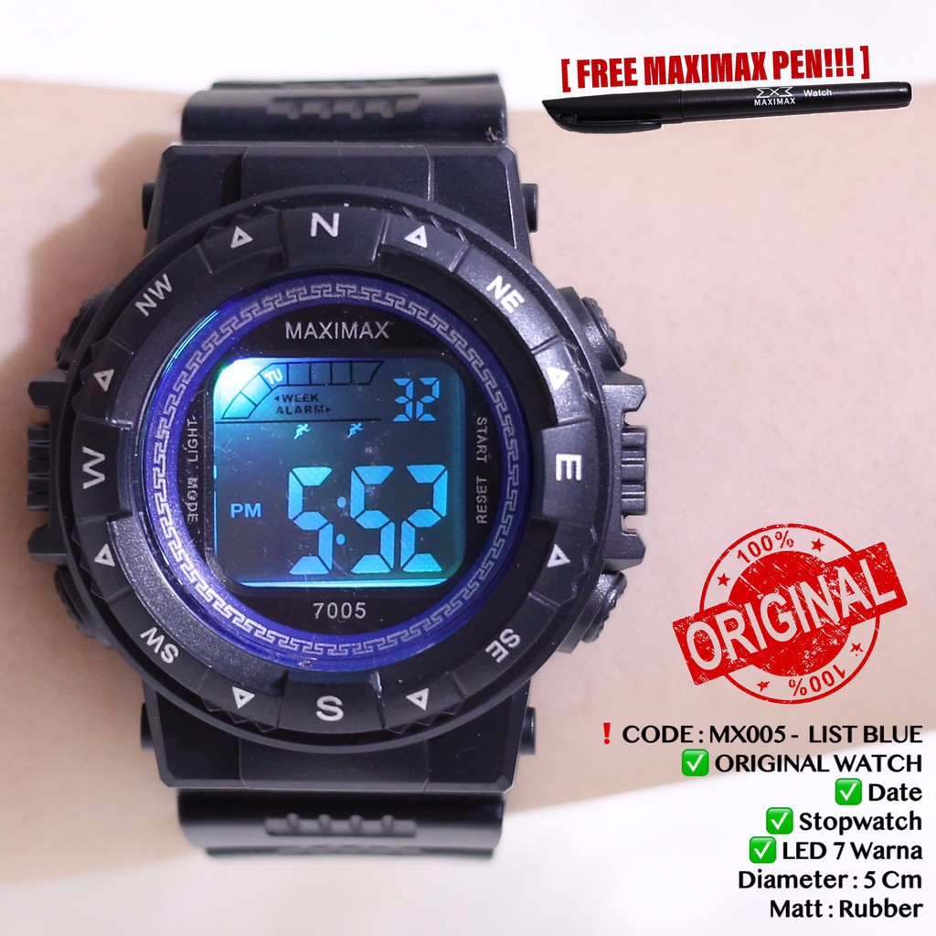 Jam tangan digital pria wanita FREE PUPLEN MAXIMAX model gshock LED watch MX7005