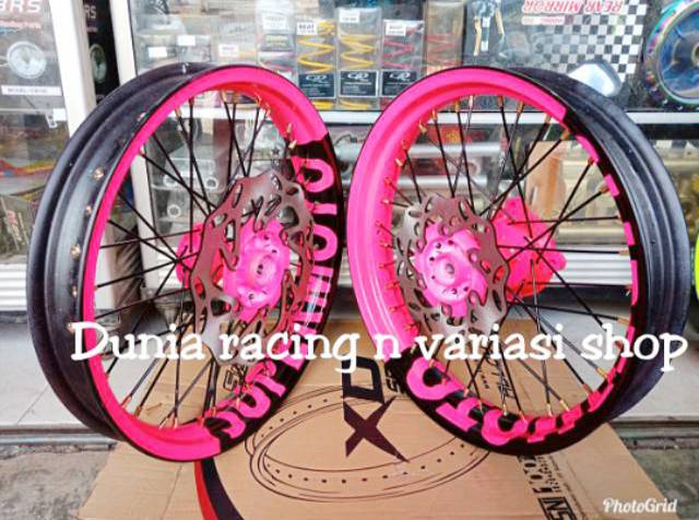 Velg Supermoto KLX 150 - DTracker 150 300 350 17 Custome Tulisan Supermoto paketan sama rakit