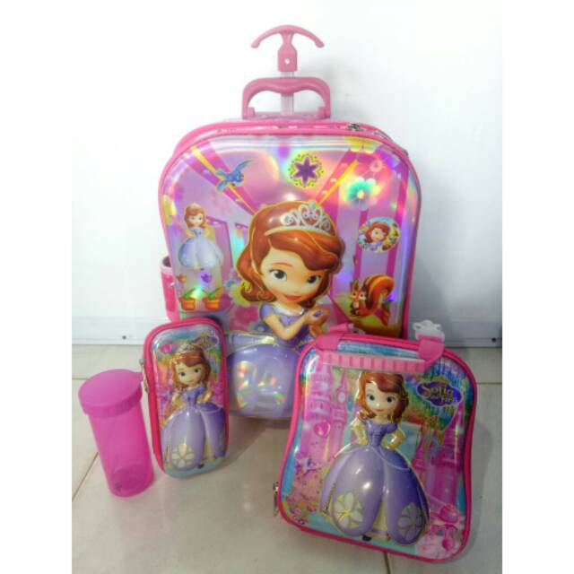 Tas troli 2seliting / 2 ruangan anak karakter motir disney SOFIA,  HELLO KITTY,  BARBIE