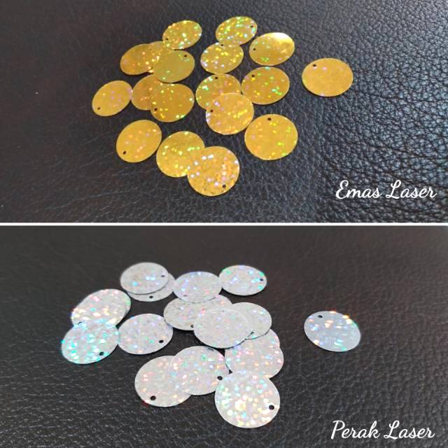 Payet Manik Kepingan Bulat Laser (5 gram)