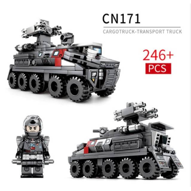 Lego Block Heavy Tank Cargo Perang Militer