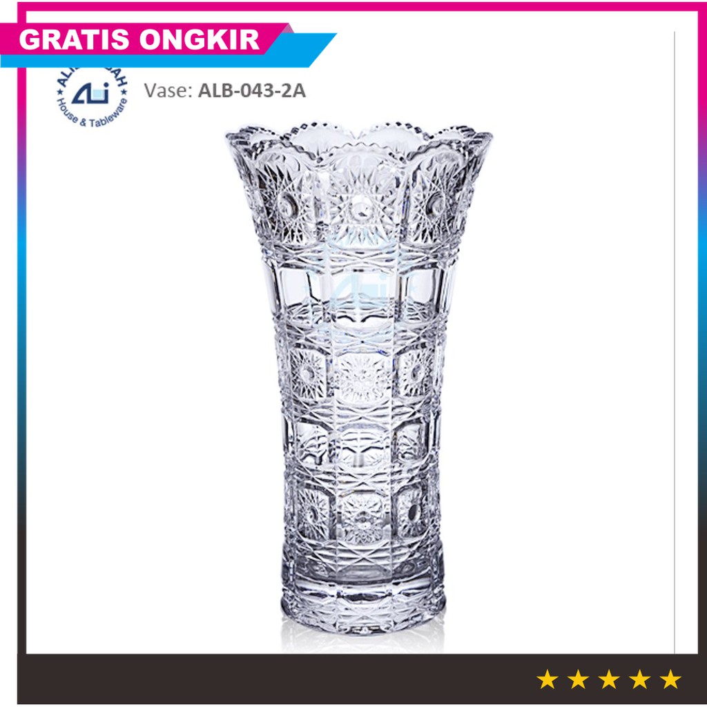 Promo Alibambah Vas Bunga Kaca Alb 043 2a 27 Cm Terbatas