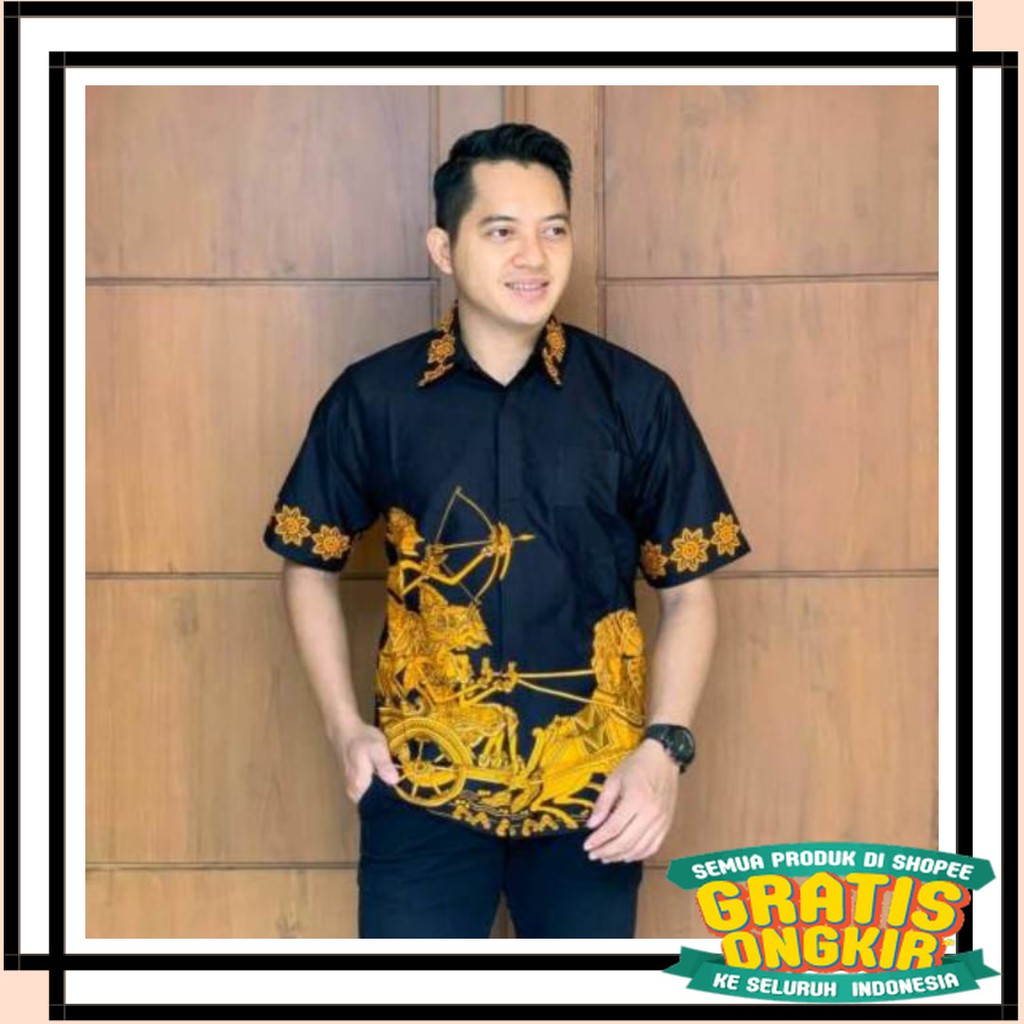 BATIK SEMARANG MURAH - TERBARU TERKINI / Kemeja batik pria hitam biru