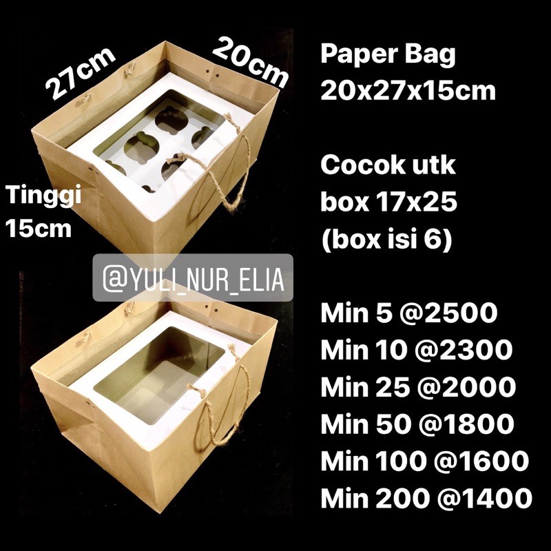 

Paper Bag 20x27x15cm Cocok utk box 17x25 (box isi 6) muat box bento