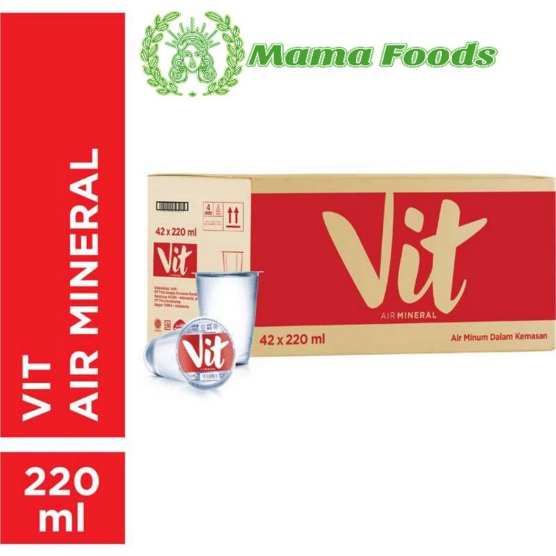Air Minum VIT  220ml Kemasan Mineral Cup Gelas  Kecil Dus 