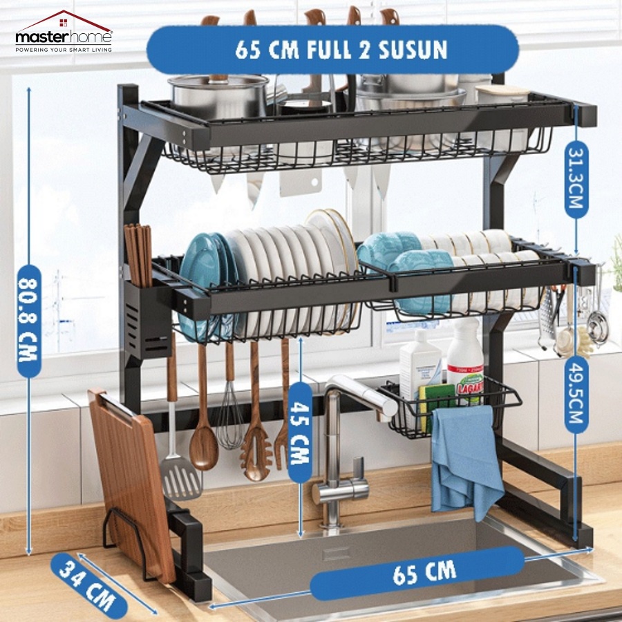 RAK DAPUR STAINLESS HITAM RAK WASTAFEL PIRING DAPUR 2 SUSUN