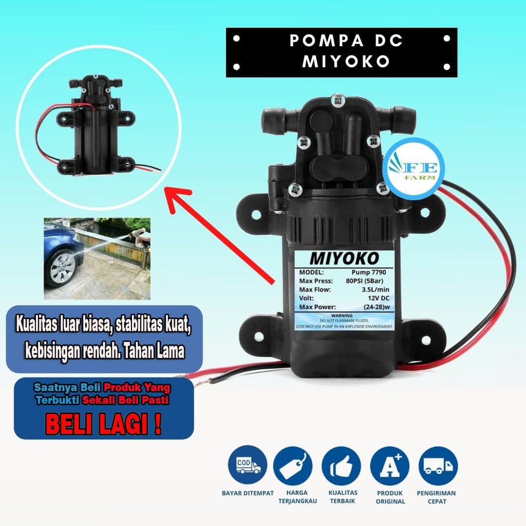 POMPA AIR DC 12V 80PSI / DINAMO PUMP SPRAYER / CUCI MOBIL / MOTOR / AC FEFARM