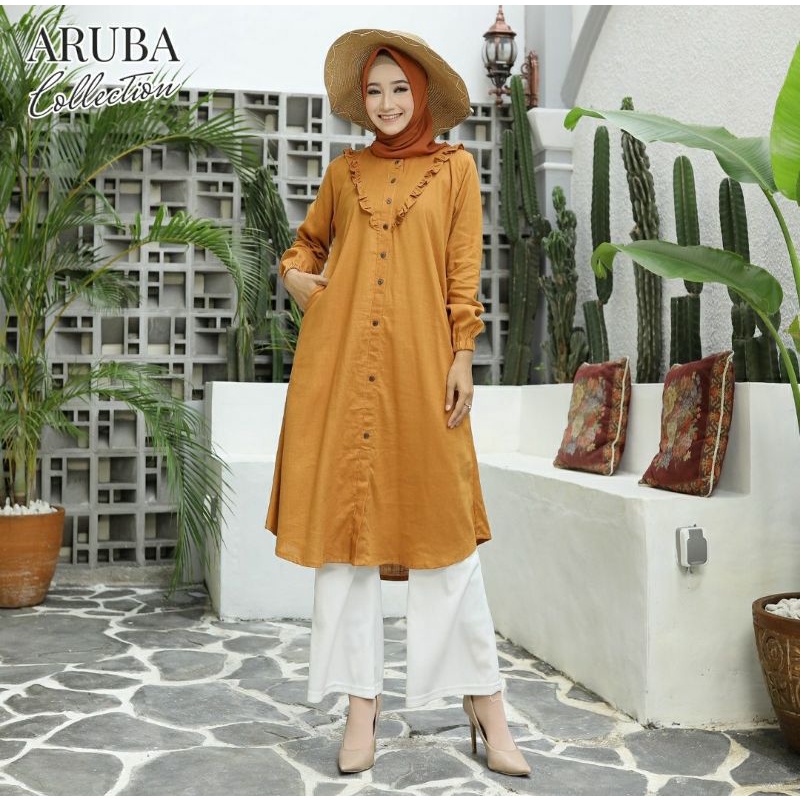 Long tunik aruba original / long tunik linen slub / long tunik katun / long tunik polos / tunik jumb