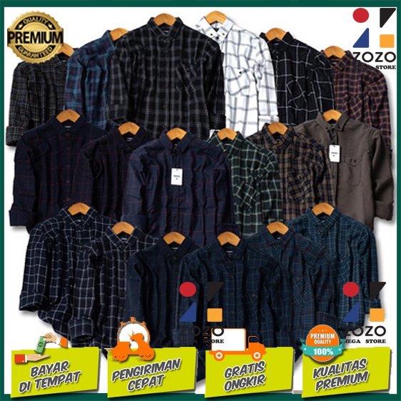 Kemeja Flanel Pria Lengan Panjang Motif Kotak Kotak Kualitas Premium Flanel Terbaru 2021 Premium