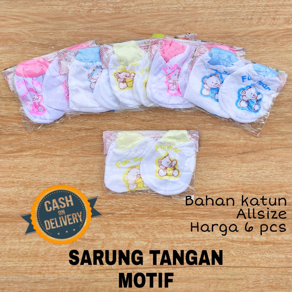 1/2 LUSIN (6 set) Sarung tangan dan kaos kaki Motif bayi perlengkapan bayi lahir