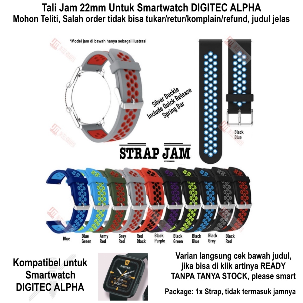 NSB Tali Jam Digitec Alpha - Strap 22mm Rubber Silikon Breathable