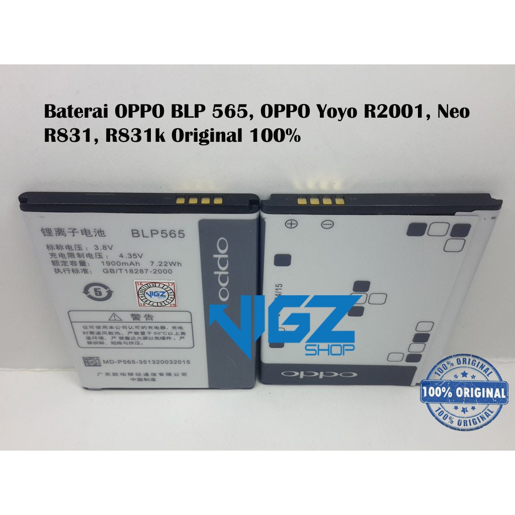 Baterai Oppo BLP565 OPPO Yoyo R2001, Neo R831, R831K Original 100%