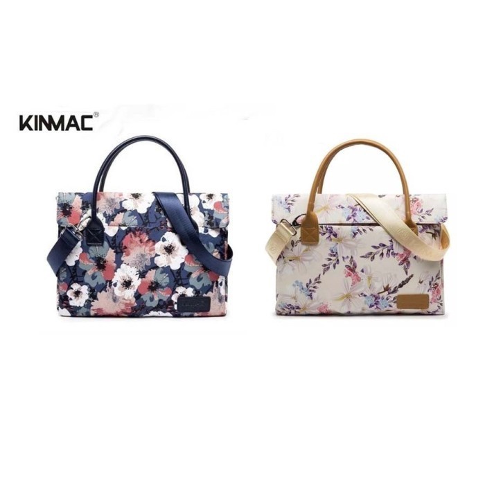 Tas Laptop 15.6 inch Softcase Slempang Shoulder Bag KINMAC-White Bunga