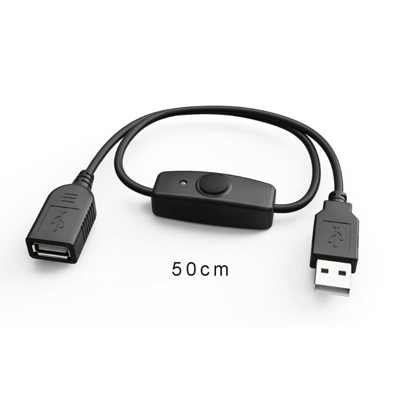 Cre 50/100cm USB 2.0 A Extension Extender Male to Female Kabel Hitam Dengan Saklar