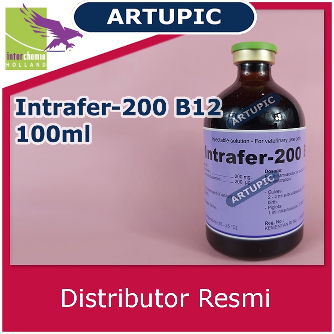 intrafer-200 B12 100 ml Obat Anemia Pertumbuhan Sapi Anak Babi DLL Hewan Lainnya Obat Anemia Proses Melahirkan Gizi Tidak Seimbang Kehilangan Darah Parasit Infeksi Zat Besi Vit B12 Kambing Domba Anjing Kucing