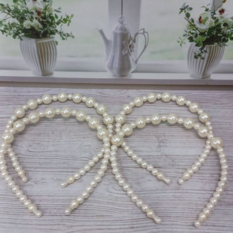 Bando Pearl Bando Mutiara Hitam Isi 6Pcs Bando Rambut Mute Full Grosir