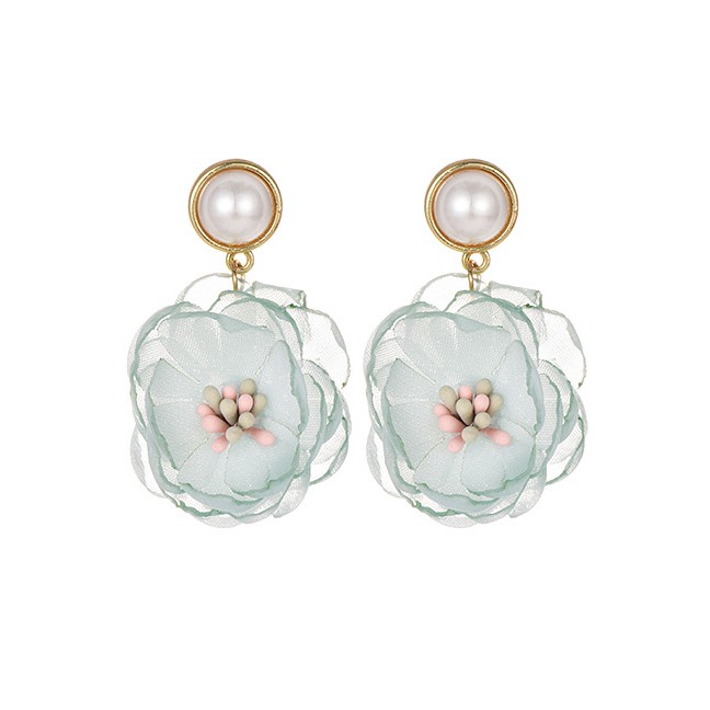 LRC Anting Tusuk Fashion Alloy Lace Pearl Flower Earrings F4760X