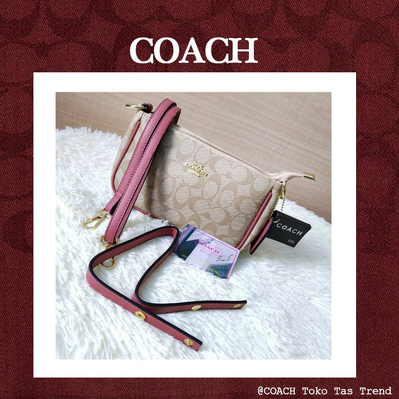 Sale !! Tas Wanita Original Coach 36674 Signature Top Handle Pouch Tas Bahu Coach Tas Selempang  Woman Bahu Wanita