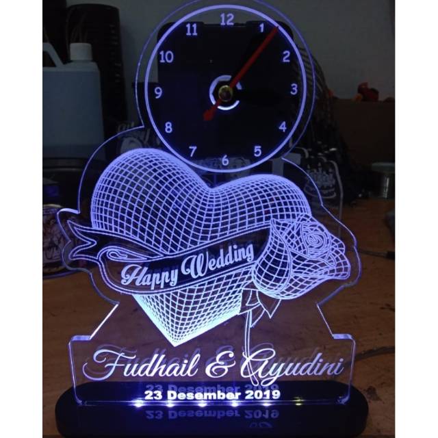 PROMO Jam Akrilik Custom Kado Pernikahan Wedding Kado Ulangtahun Ultah Kado Anniversary Kado Wisuda
