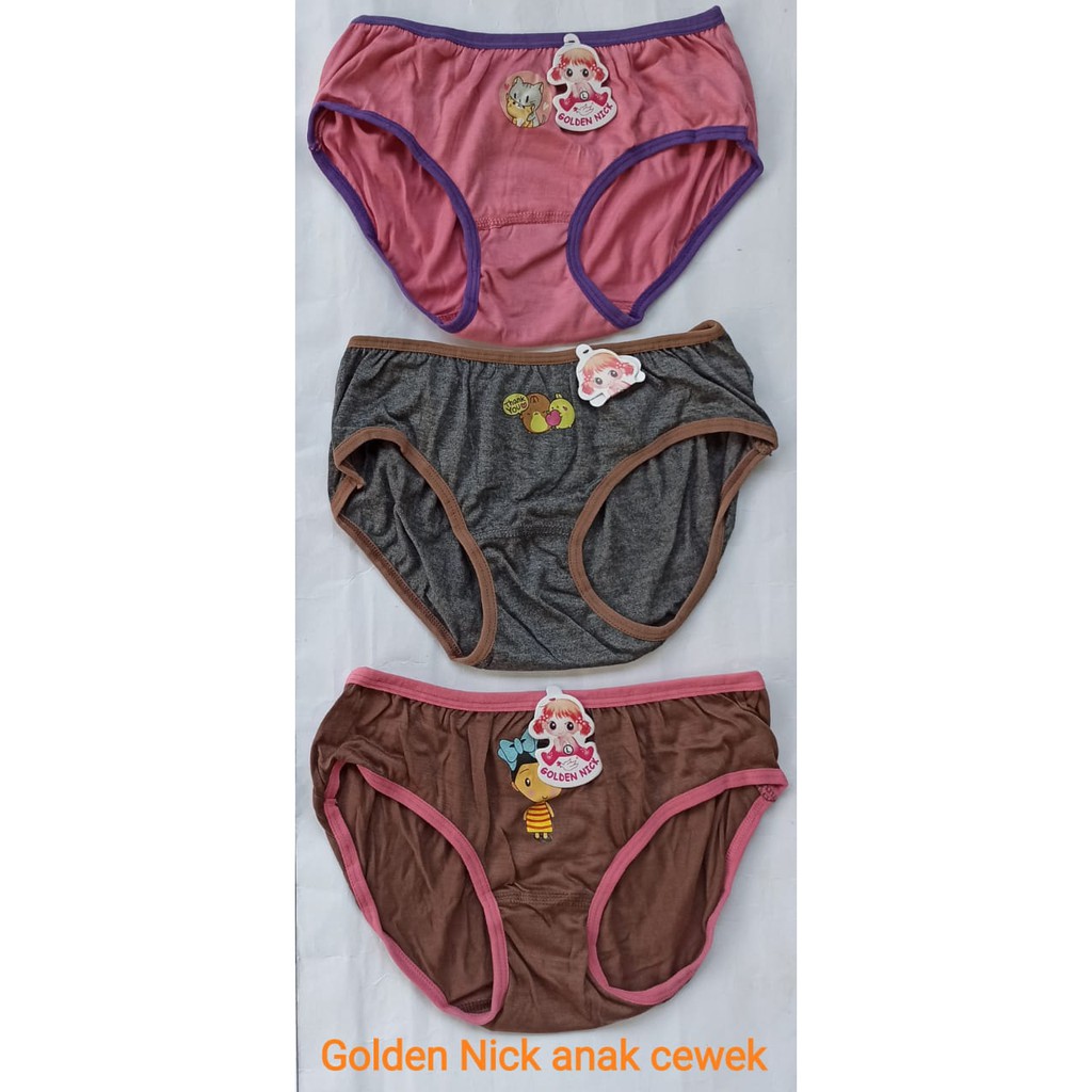 Golden Nick ~ 6 Pcs Celana Dalam Anak Perempuan, Pakaian dalam Berkualitas 3 Ukuran