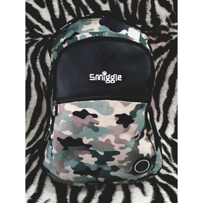 Smiggle Bag Pack Army Preloved Keren Ransel Sekolah