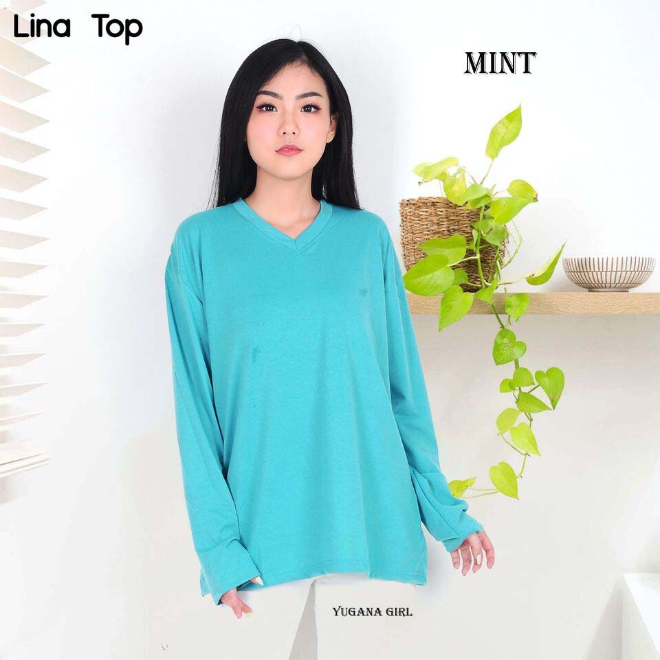 Kaos Wanita Lengan Panjang VNeck Polos XL