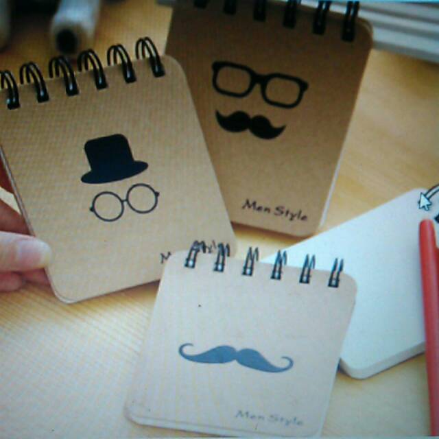 

Note book mini spiral mustache karton coklat