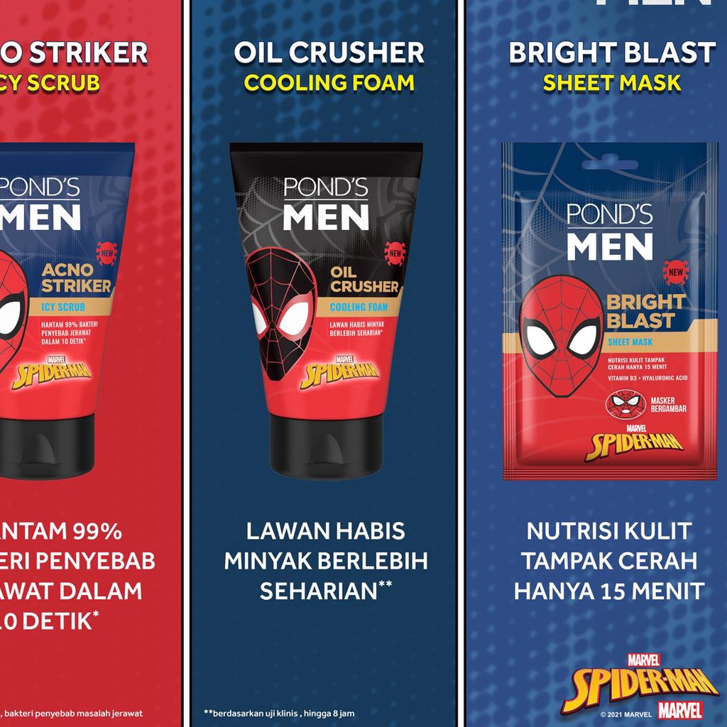 ☈ Buy 2x Ponds Men Oil Crusher Facial Foam Sabun Cuci Muka Pria 100G Spiderman Edition ♂