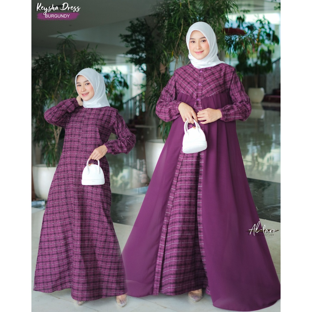 GAMIS GISEL GISNA DAN KEYSHA MONA ORI ALFARO DRESS SET OUTHER 2IN1 AL FARO muslimah update fashion clothes baju muslim muslimah wanita remaja hits ootd reseller dropshiper