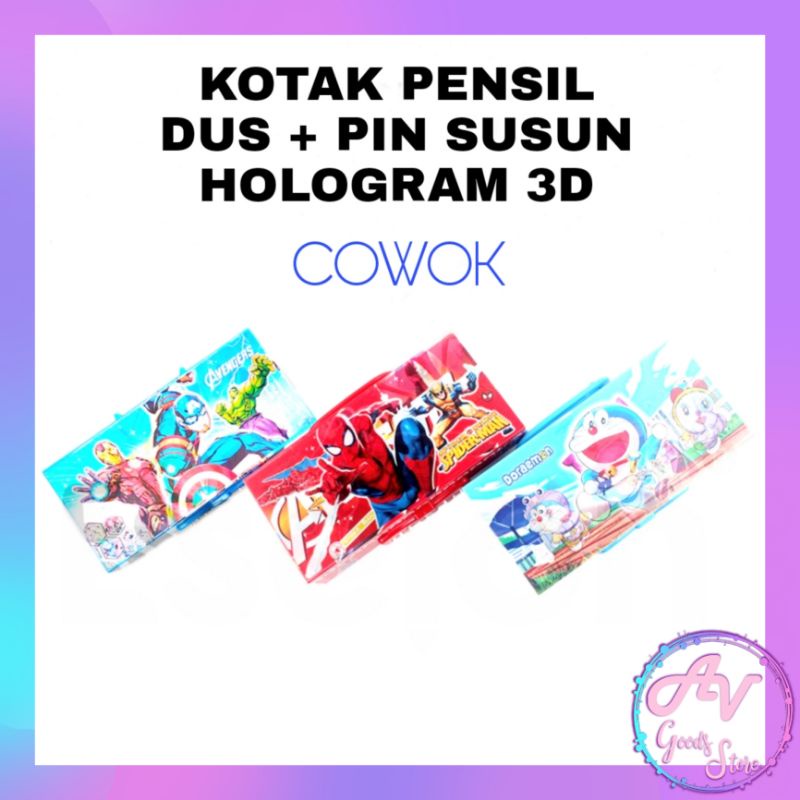 Kotak Pensil / Kotak Pensil Dus Pin Susun Karakter Hologram 3D / Tempat Pensil Dos Kode-2