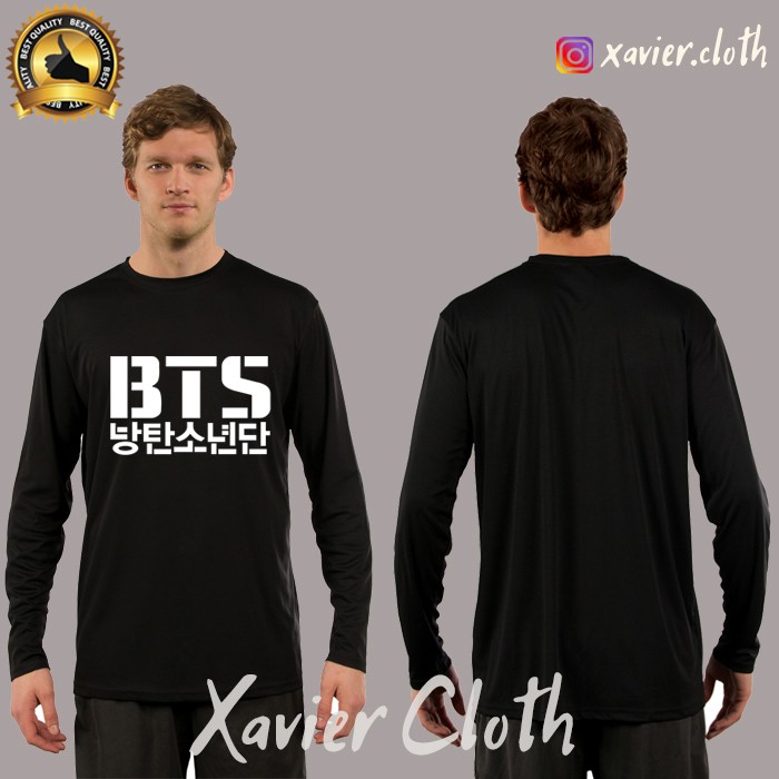 Premium Baju Tshirt Longsleeve Kaos Panjang BTS Logo Korea-Custom Kaos