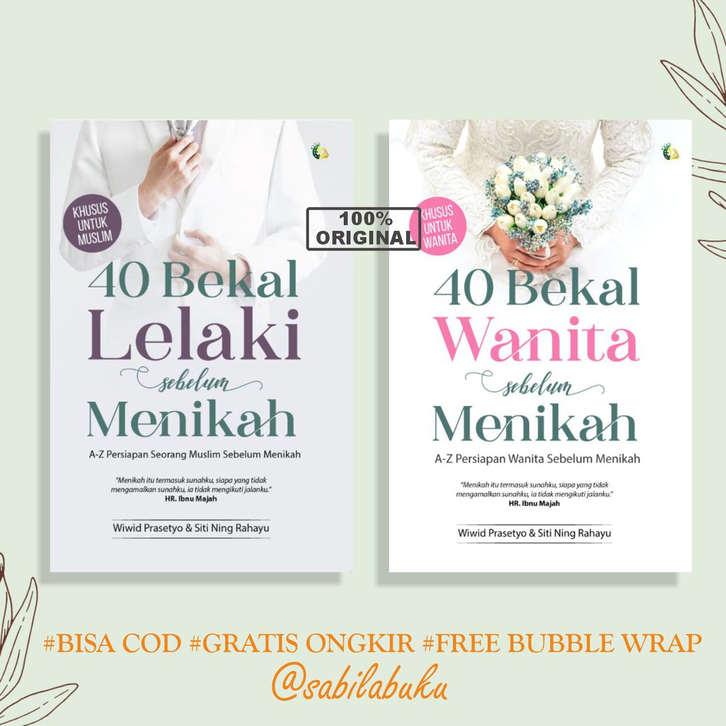 Buku Inspirasi: 40 Bekal Lelaki dan Wanita Sebelum Menikah _ Buku Pernikahan - Kado Pernikahan - Buku Islami - Best Seller-1