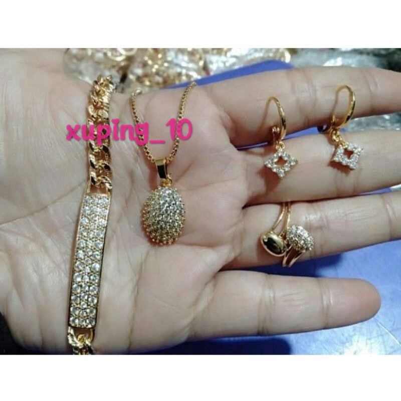 set wanita dewasa permata xuping lapis emas 24K