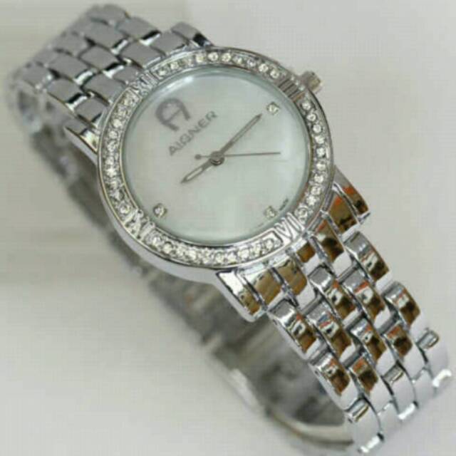 Jam Tangan Wanita Elegant Exclusive Aigner Italy Premium Watch Silver