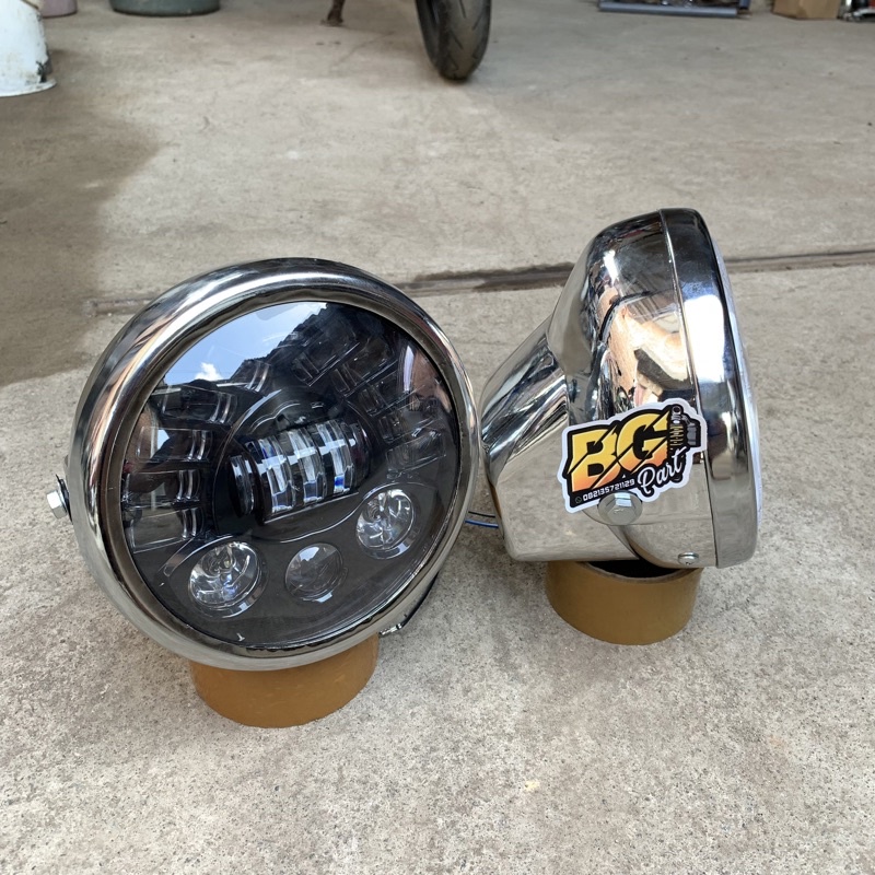 Lampu Depan Ninja SS batok ninja ss  head lamp ninja SS HMA bulat chrome KW super set daymaker