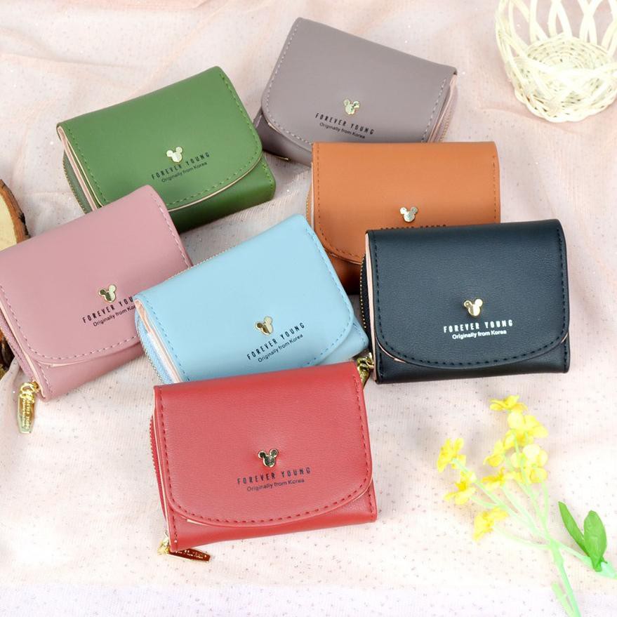♖ Dompet Lipat 1 Res Kecil Logo FY Mini Mickey Mouse Wanita Import 2406-22 ♦