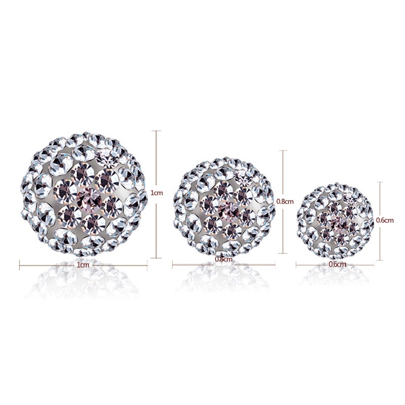 BTS-B48BD Tino-Tino Anting Wanita  Lingkaran Bulat Diamond Stud Earring Ball shape Titanium Silver/Anting Nagita Silver 925