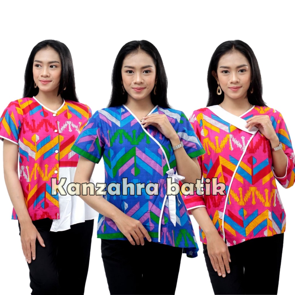 Atasan Batik Wanita Modern Blouse Batik Wanita S-M-L-XL-XXL-3L-4L-5L Bahan Katun