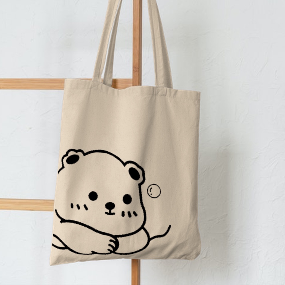FLASH SALE 10.10 - [RESLETING] SEMI KANVAS BERUANG BALON RESLETING UKURAN 33x38 CM | TOTEBAG HITAM | TOTEBAG KREM | TOTEBAG KHAKI | TOTEBAG BIRU MUDA | TOTEBAG PINK | TOTEBAG NAVY | TOTEBAG MAROON ATAU MERAH