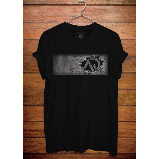  Kaos  Original AIQI 3D  Wall Destroyed Hitam Shopee  
